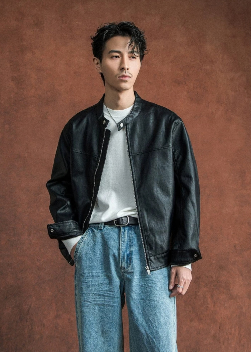 Minimal Faux Leather Jacket  #SF004
