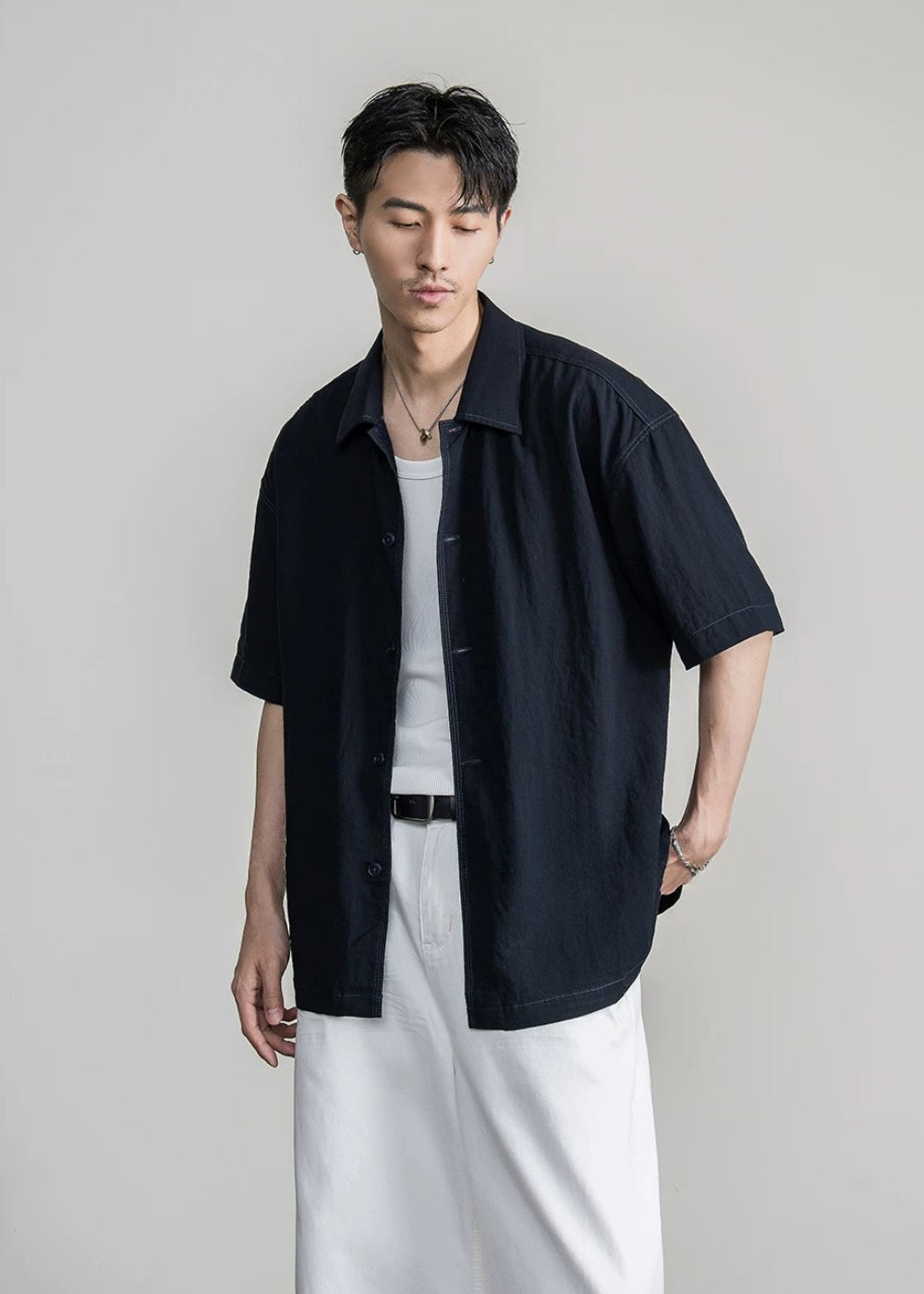 Drape Check Cuff Shirt  #FS063