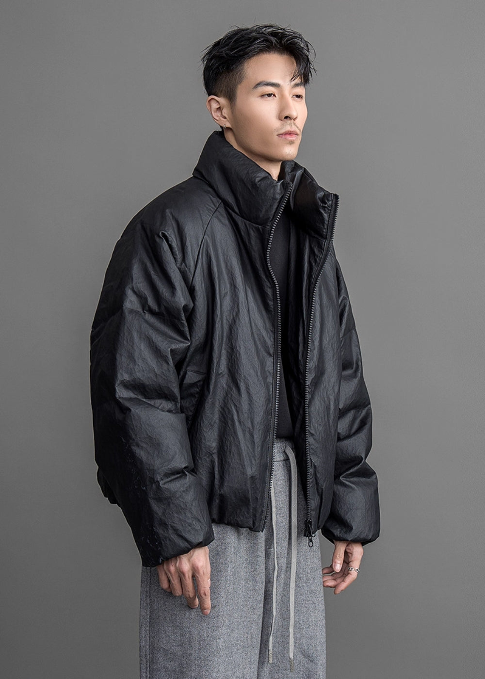 Matte Textured Short Down Jacket  #FS019