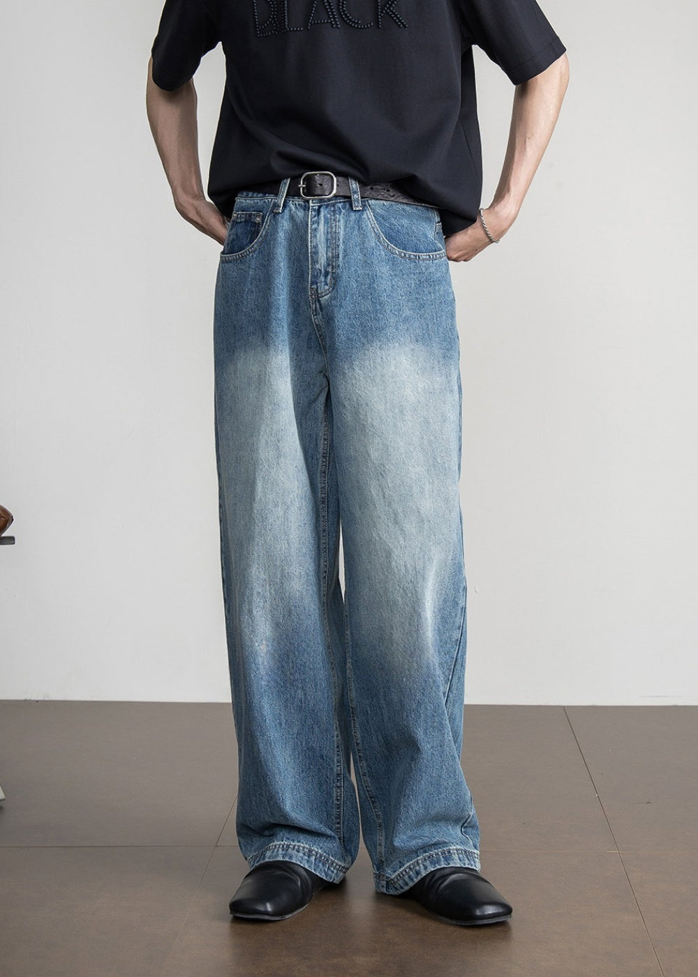 Classic Blue Wide Straight Jeans  #FS079