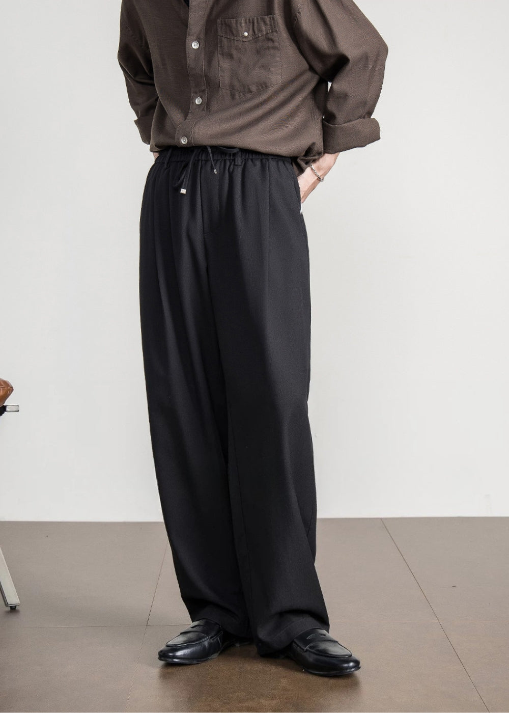 Structured Drape Wide Trousers  #FS076