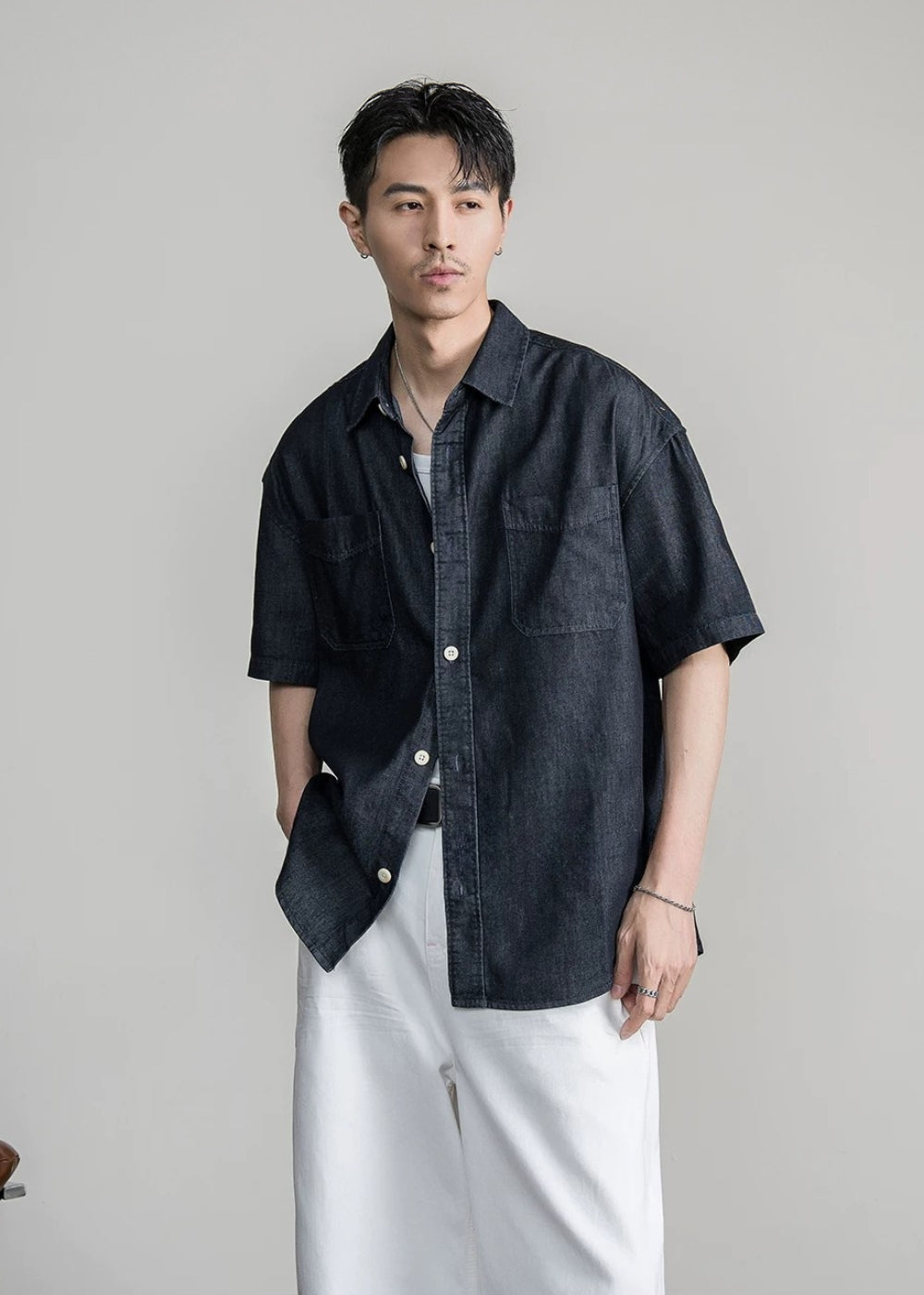 Dim Denim Half Sleeve Shirt  #FS059