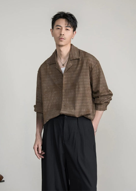 Wave Knit Cuban Loose Shirt  #FS056