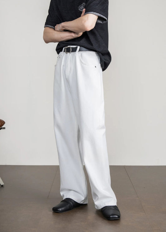 Natural Cotton Wide Straight Jeans  #FS080