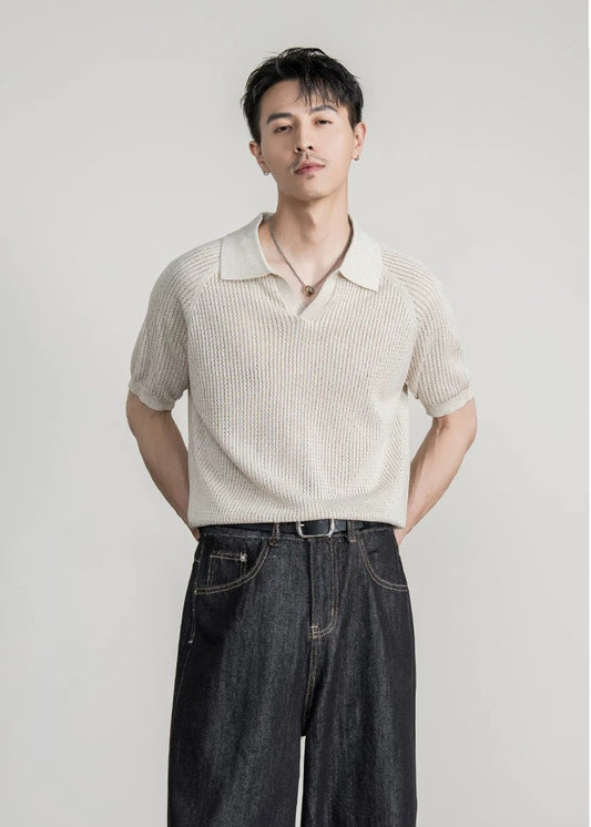 Tencel Linen Open Knit Polo #FS081