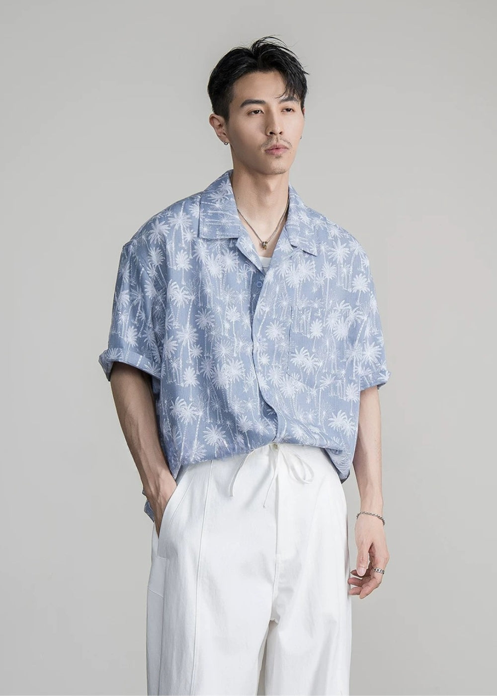 Retro Hawaiian Cuban Collar Shirt  #FS092