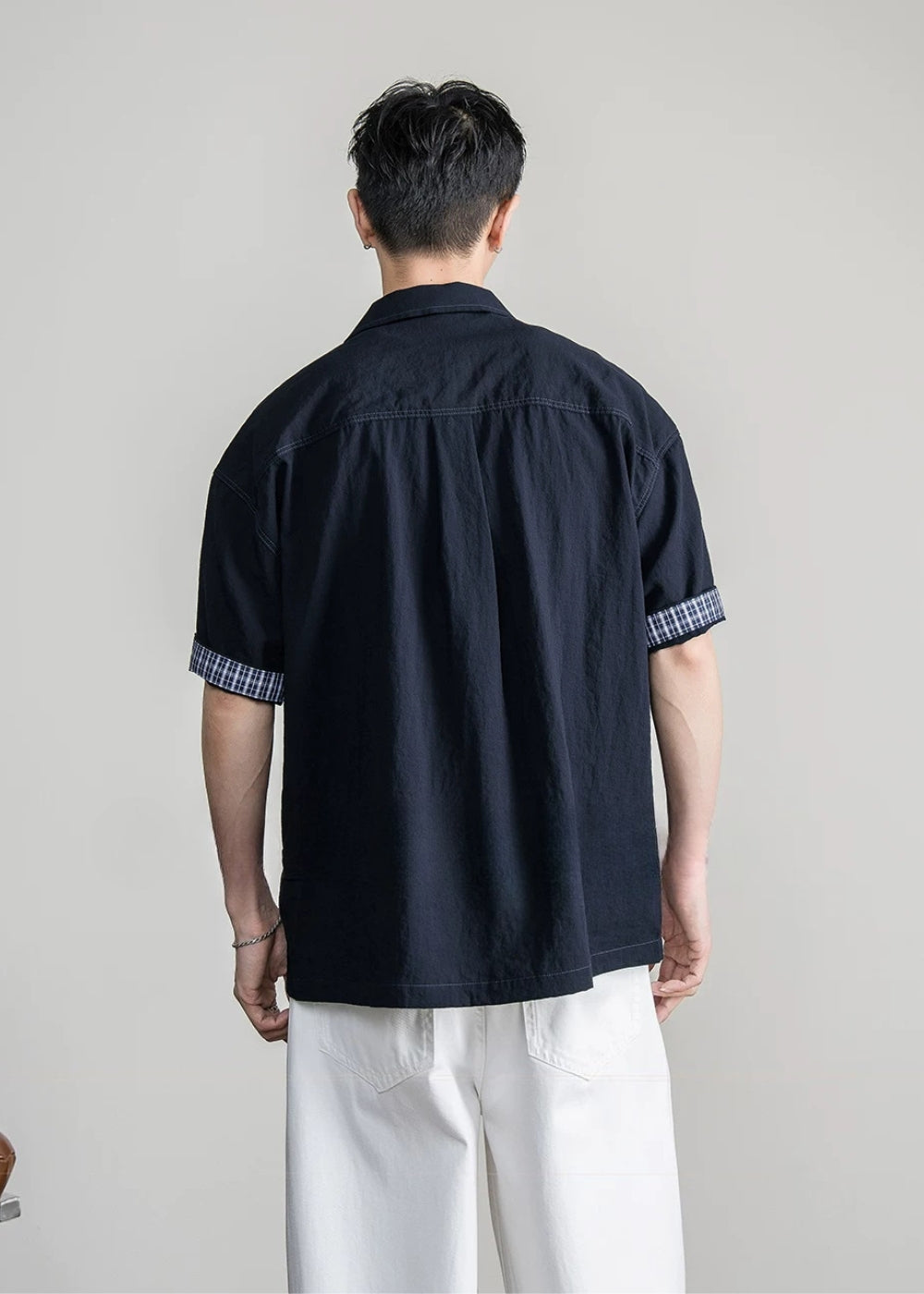 Drape Check Cuff Shirt  #FS063