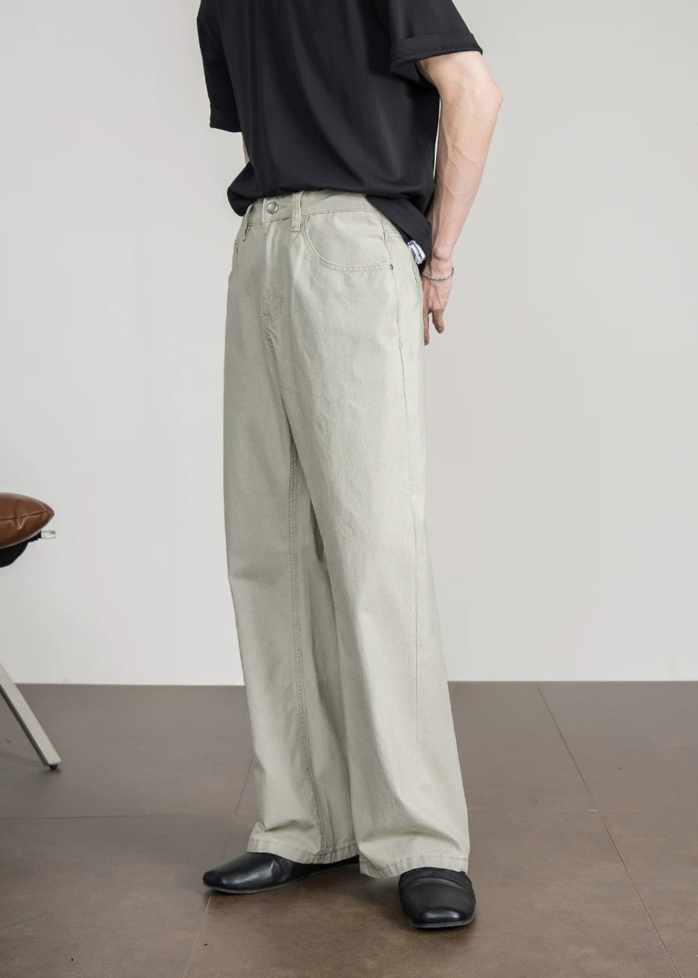 Greige Washed Straight Jeans  #FS078