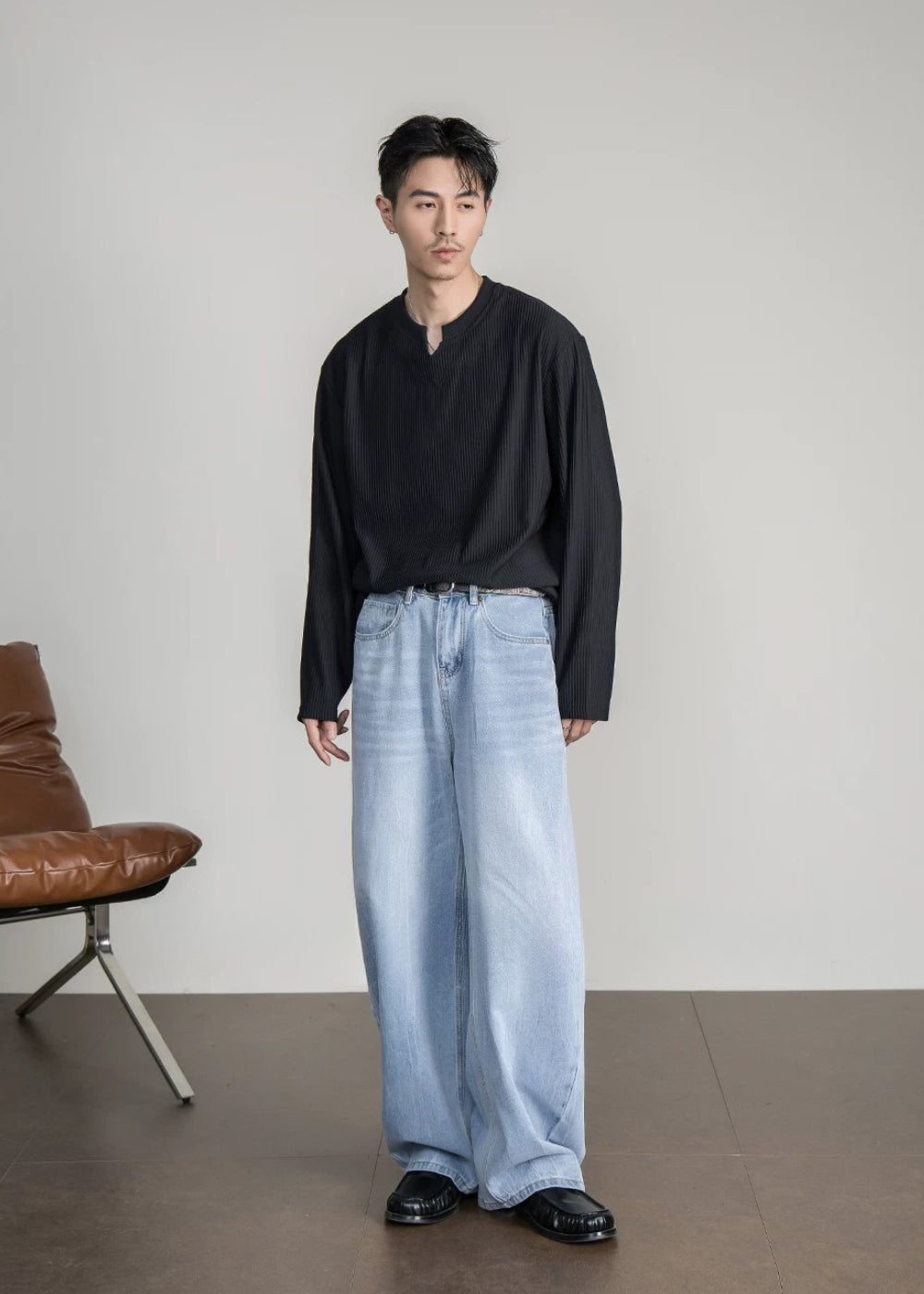 Soft Rib Slit Relax Top  #FS047