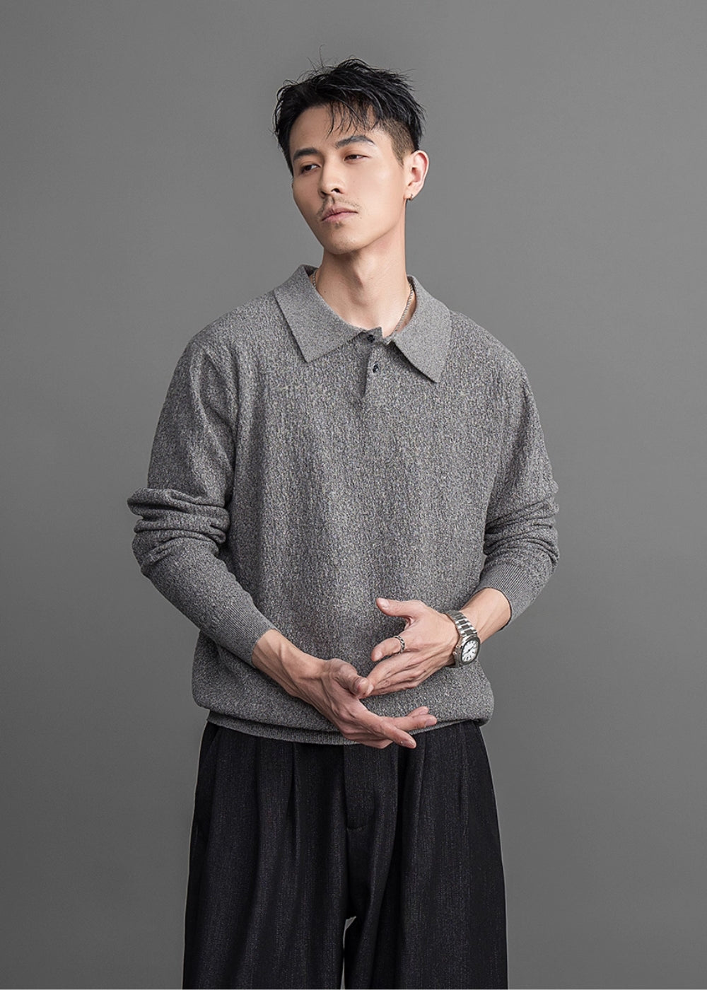 Melange Relax Polo Knit  #FS003