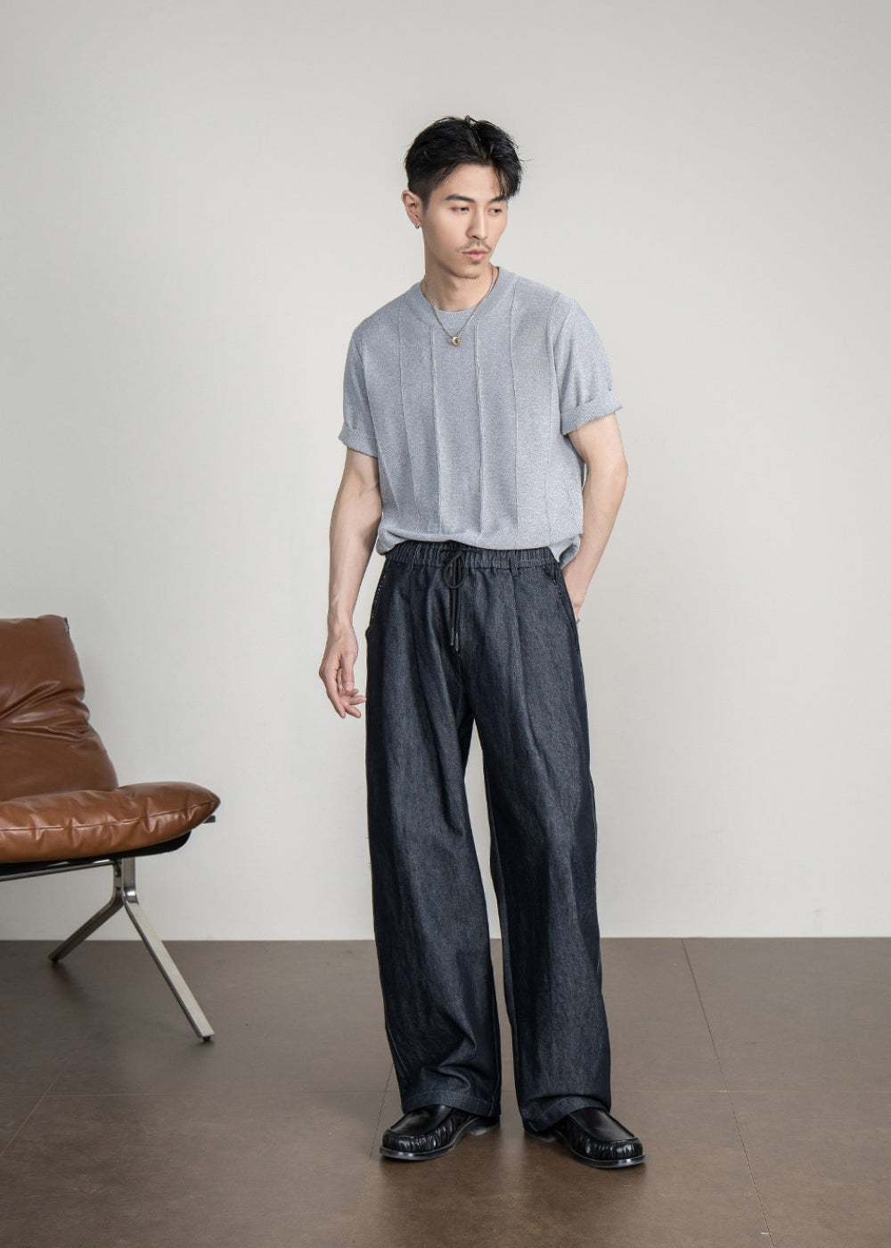 Breathable Knit Crew Neck T-Shirt  #FS087