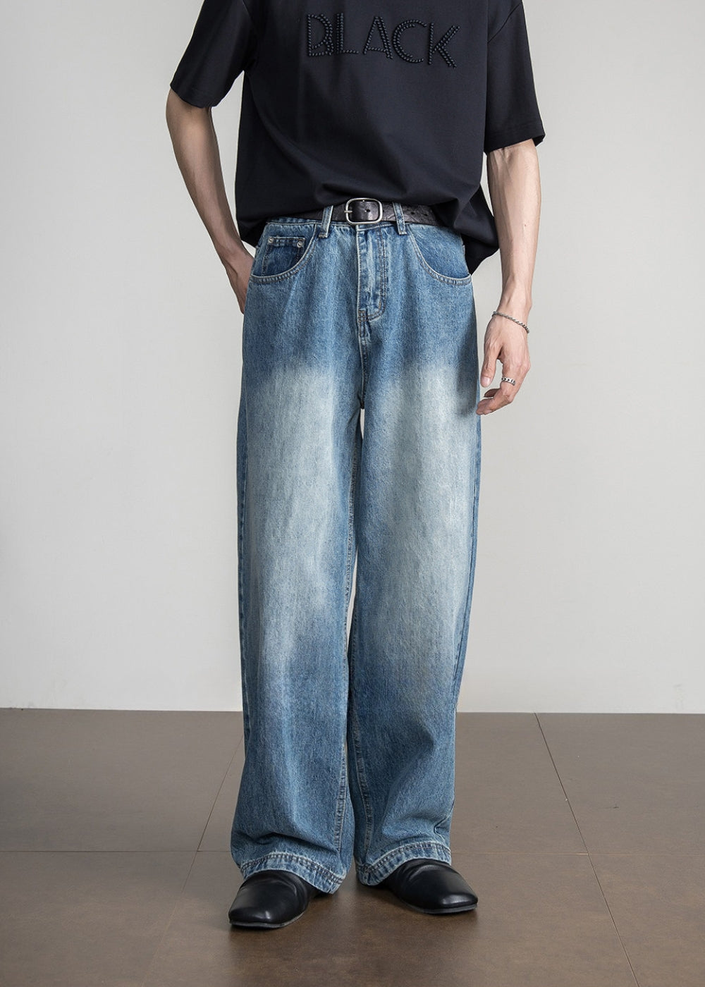 Classic Blue Wide Straight Jeans  #FS079