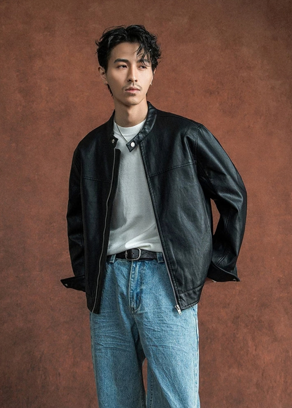 Minimal Faux Leather Jacket  #SF004