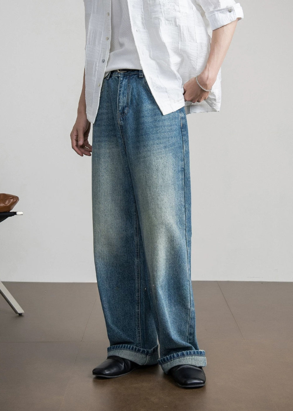 Vintage Wash Wide Jeans  #FS104