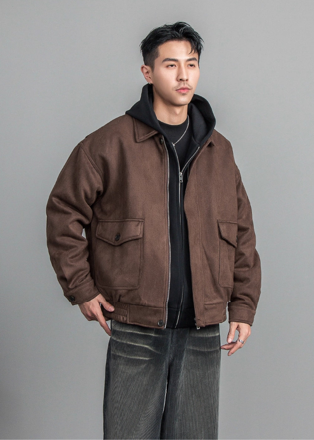 Velour Texture Retro Blouson  #FS008