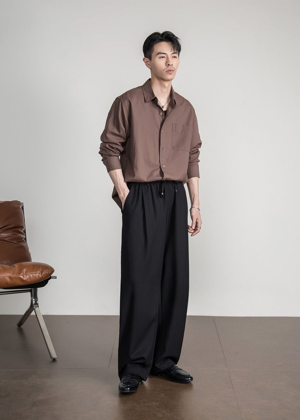 Structured Drape Wide Trousers  #FS076