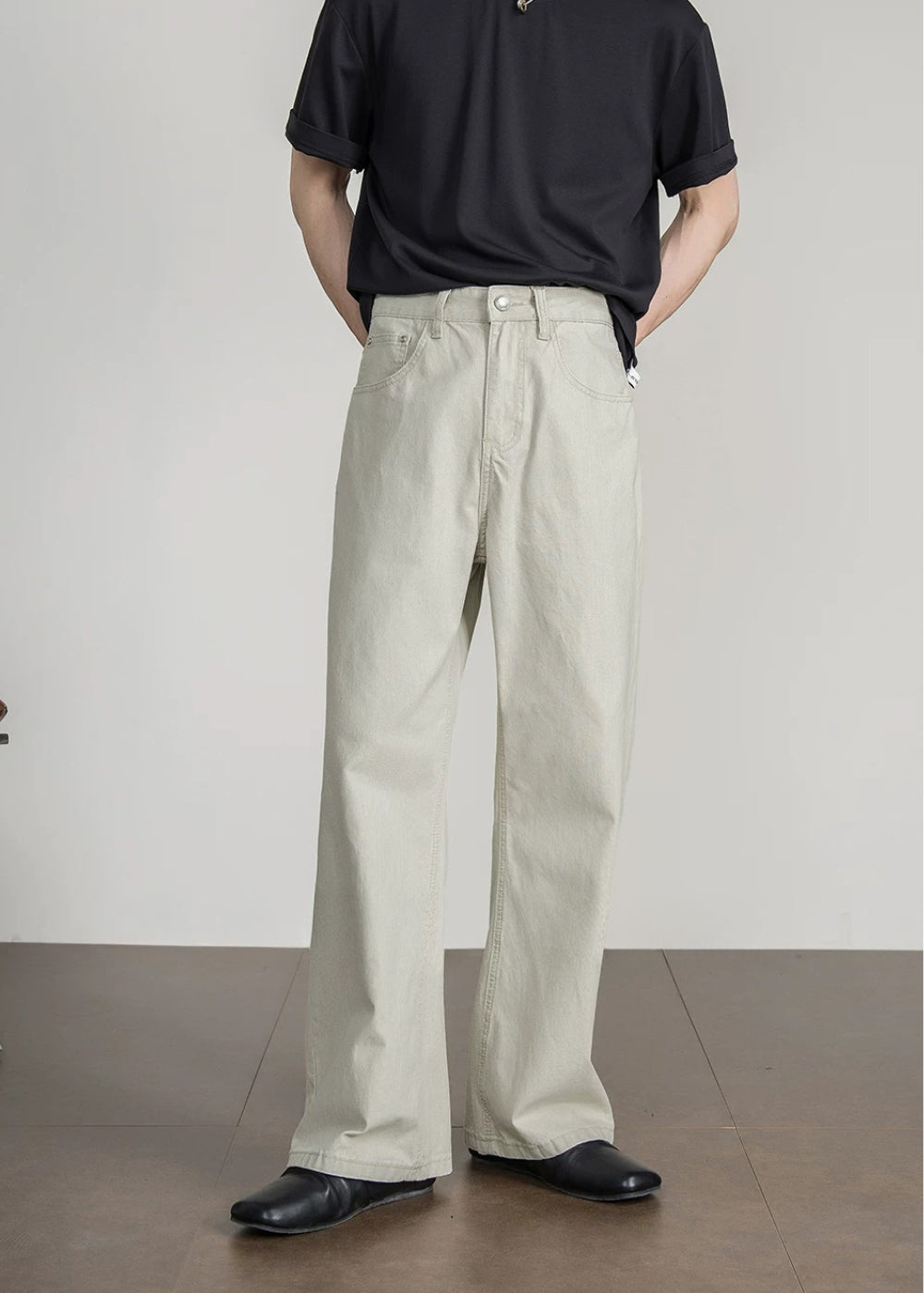 Greige Washed Straight Jeans  #FS078