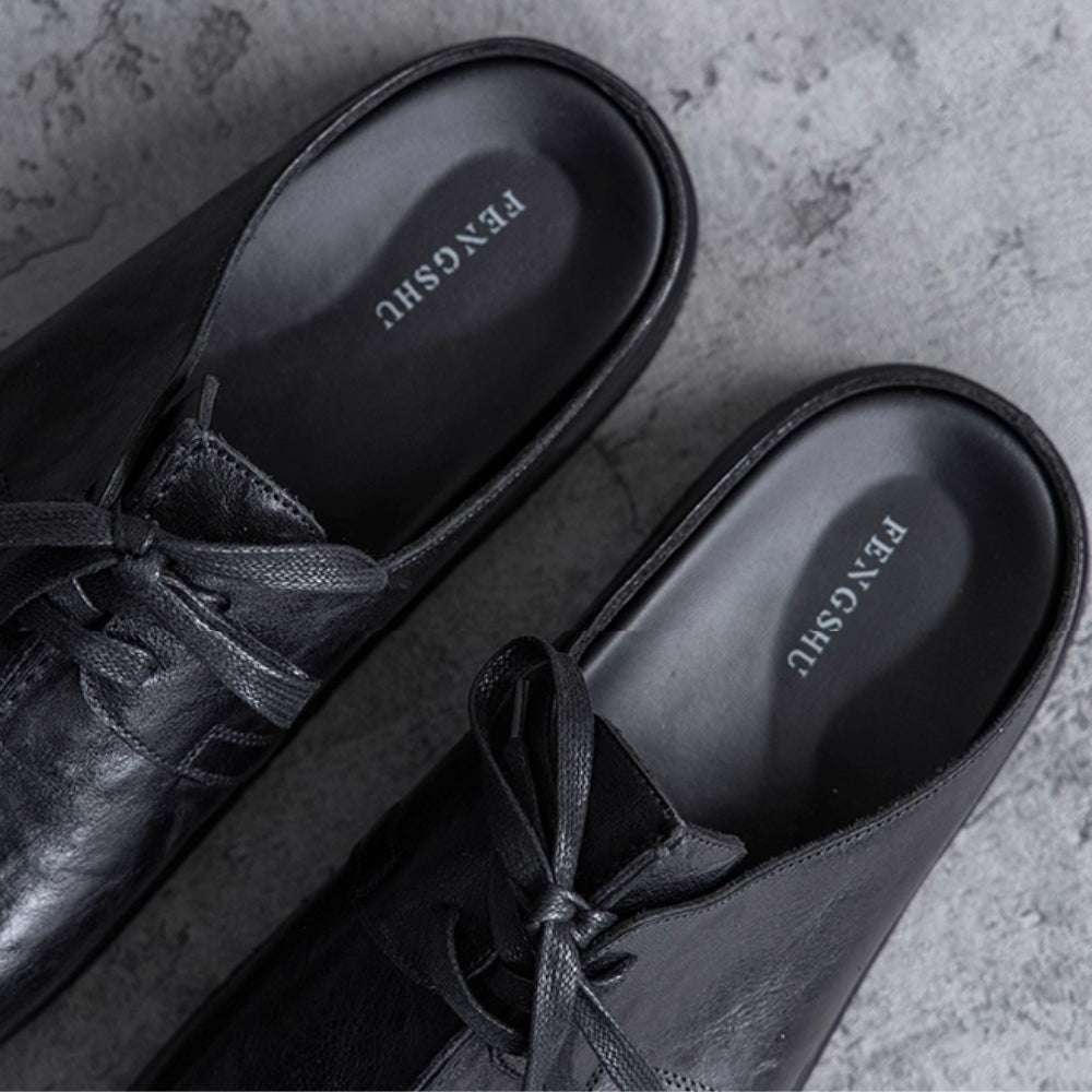 Classic Tie Leather Mule  #FS015