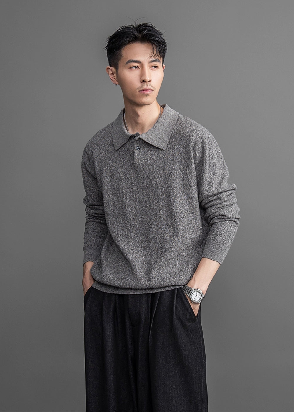 Melange Relax Polo Knit  #FS003