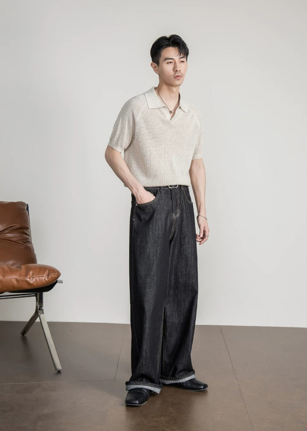 Tencel Linen Open Knit Polo #FS081