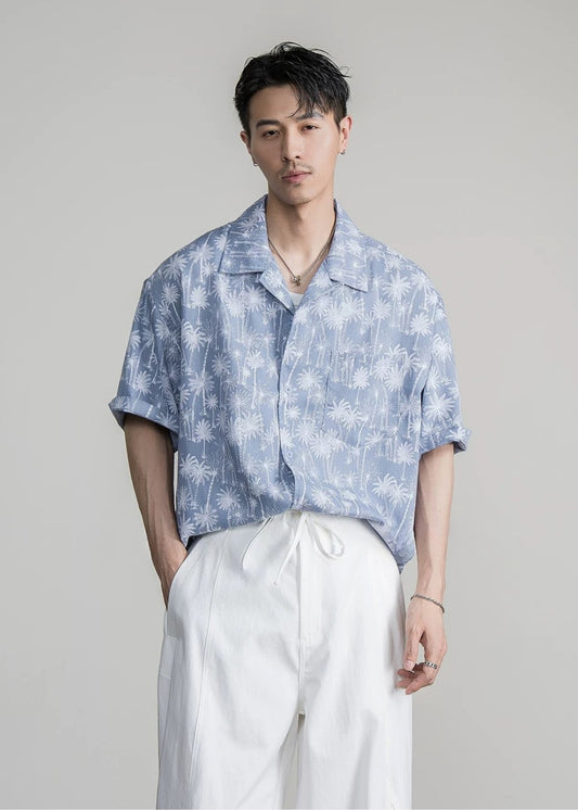 Retro Hawaiian Cuban Collar Shirt  #FS092