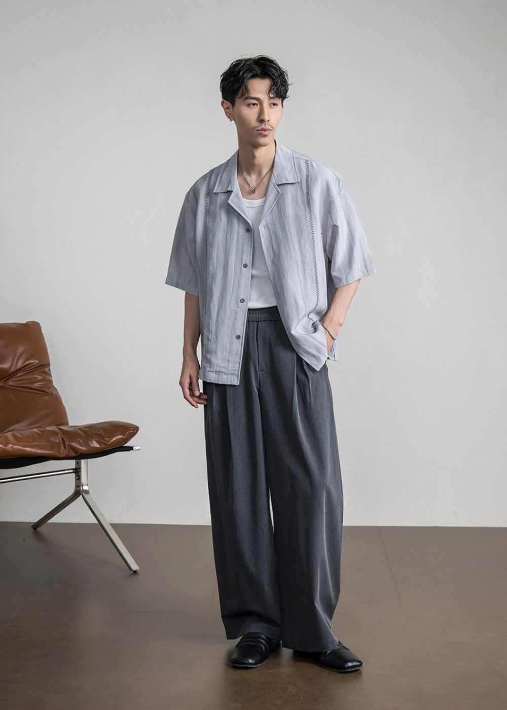 Smart Drape Wide Trousers  #FS097