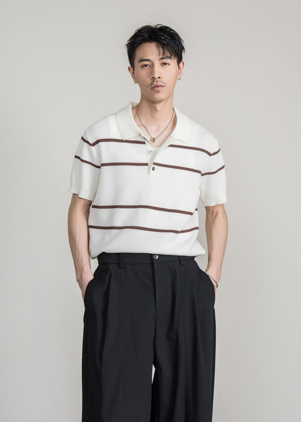 Classic Stripe Lyocell Polo  #FS101
