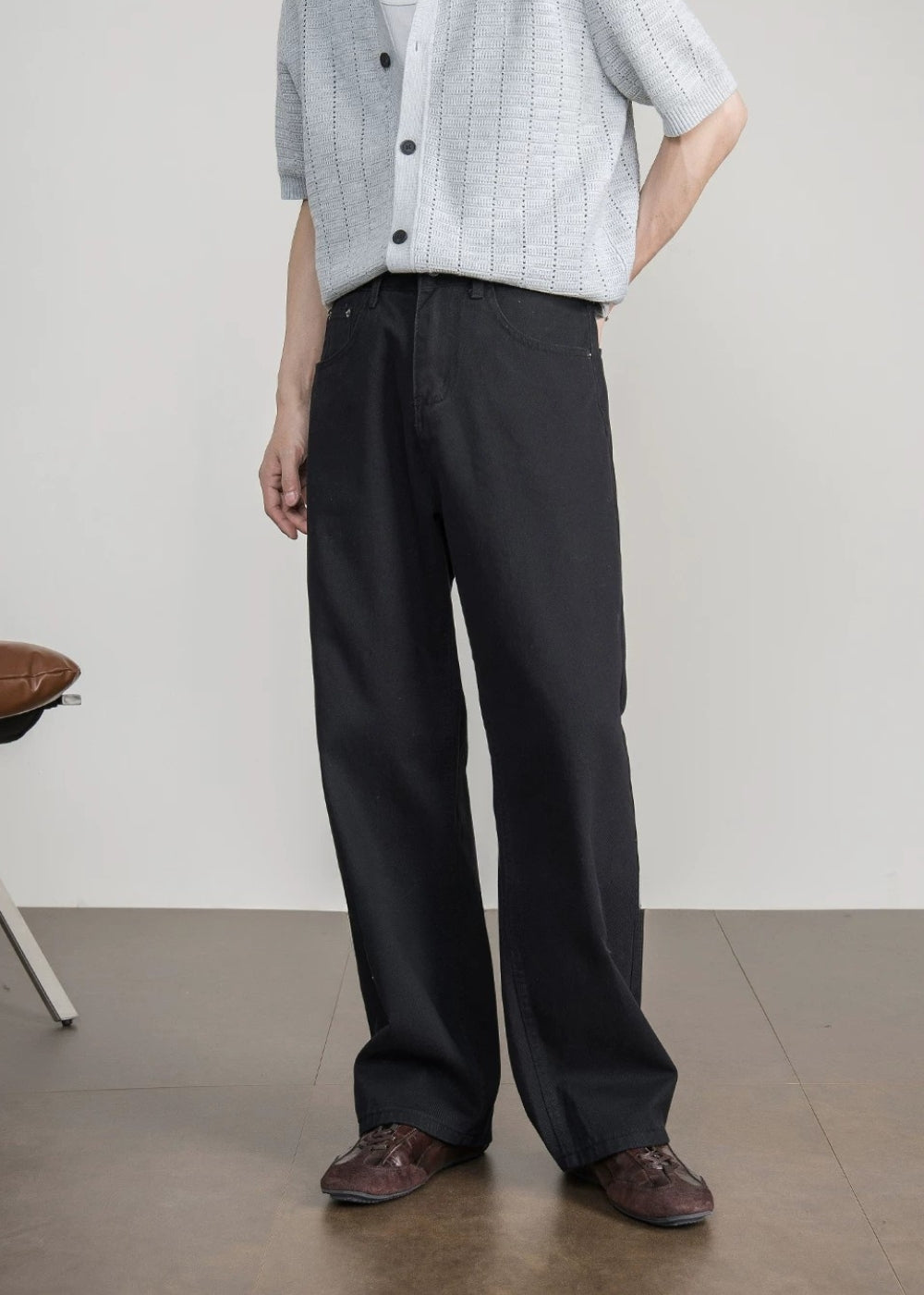 Natural Cotton Wide Straight Jeans  #FS080