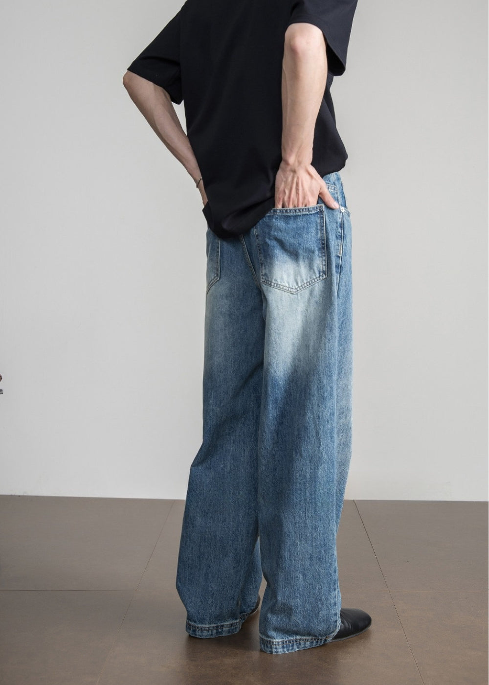 Classic Blue Wide Straight Jeans  #FS079