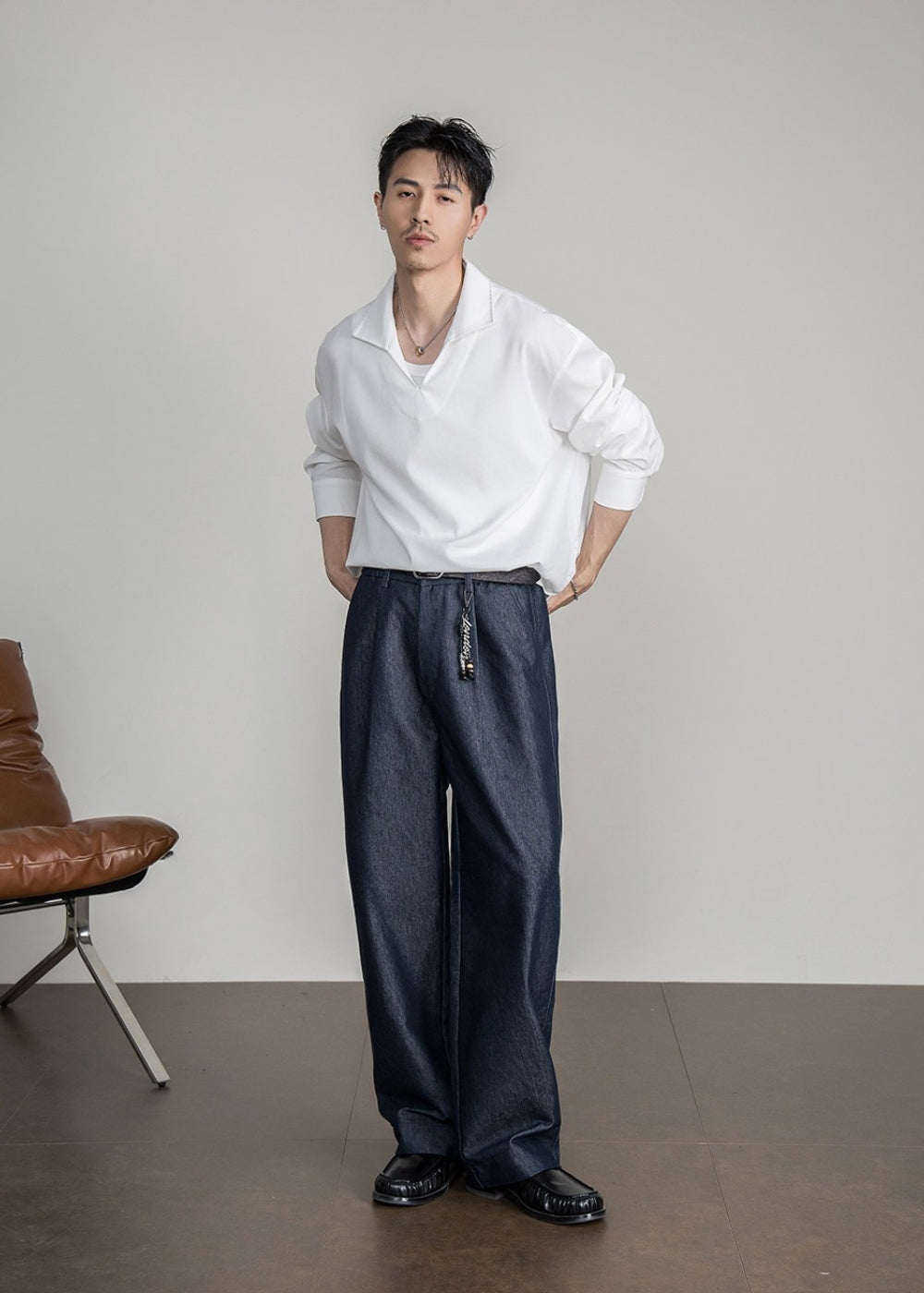 Lyocell Linen Open Collar Shirt  #FS041