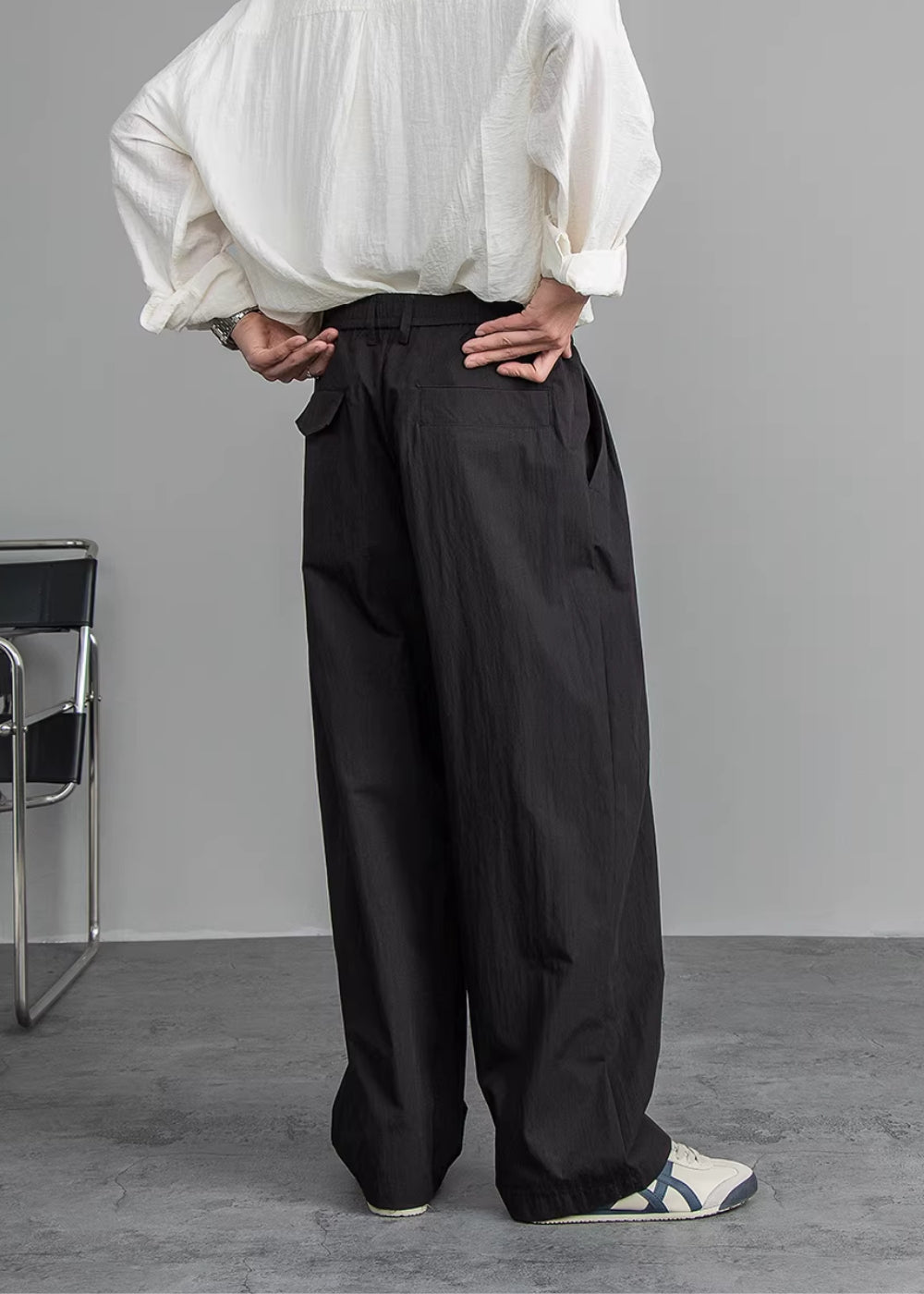 Airy Texture Wide Slacks  #FS046