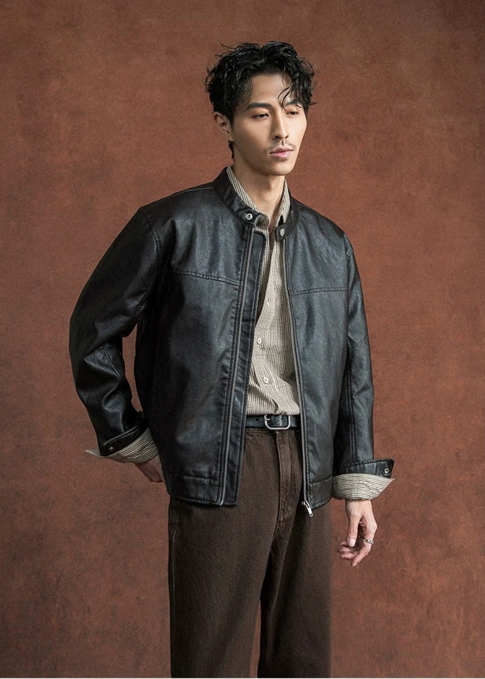Minimal Faux Leather Jacket  #SF004