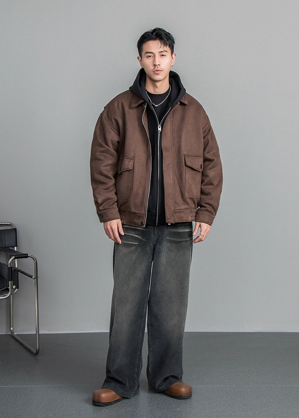 Velour Texture Retro Blouson  #FS008