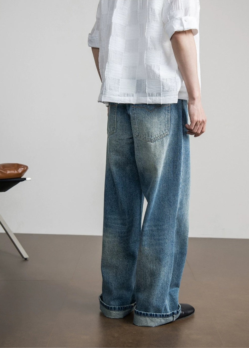 Vintage Wash Wide Jeans  #FS104