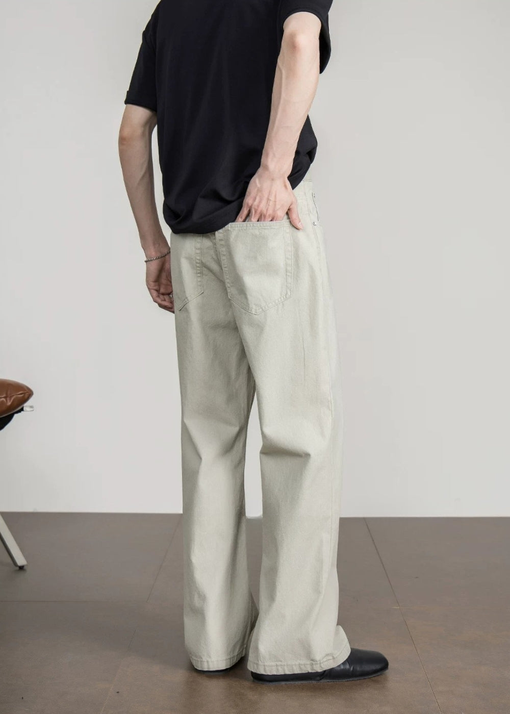 Greige Washed Straight Jeans  #FS078