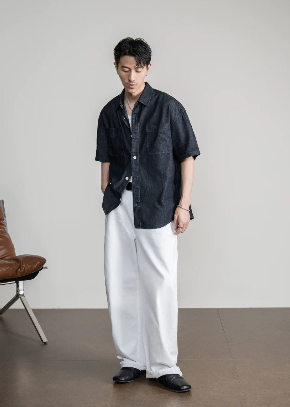 Dim Denim Half Sleeve Shirt  #FS059