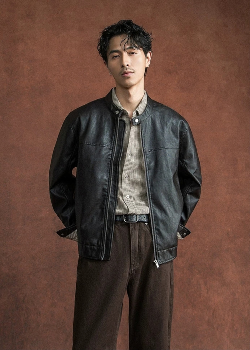 Minimal Faux Leather Jacket  #SF004