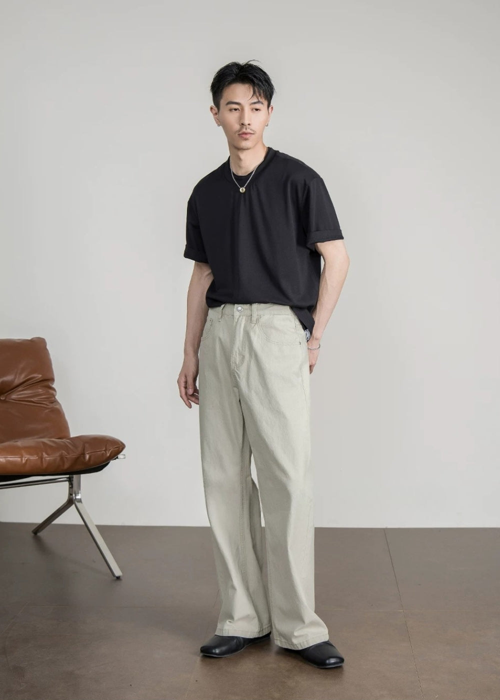 Greige Washed Straight Jeans  #FS078