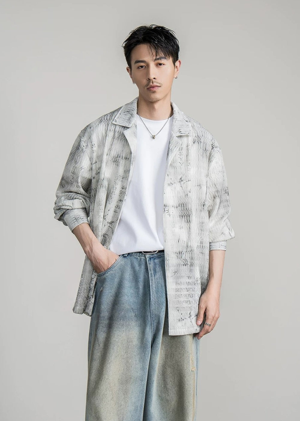 Wave Knit Cuban Loose Shirt  #FS056