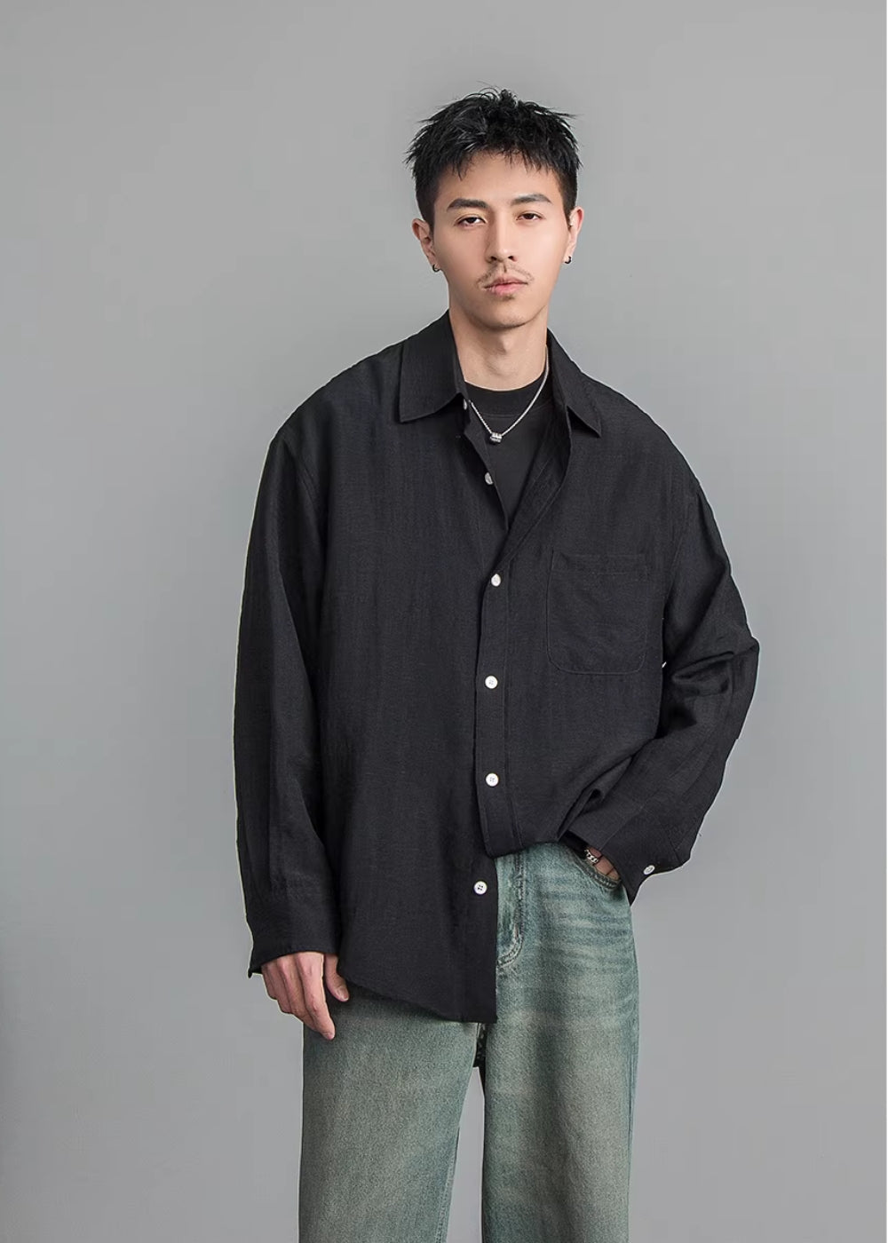 Airy Linen Relax Shirt  #FS030