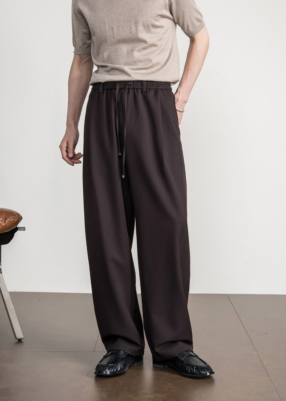 Structured Drape Wide Trousers  #FS076