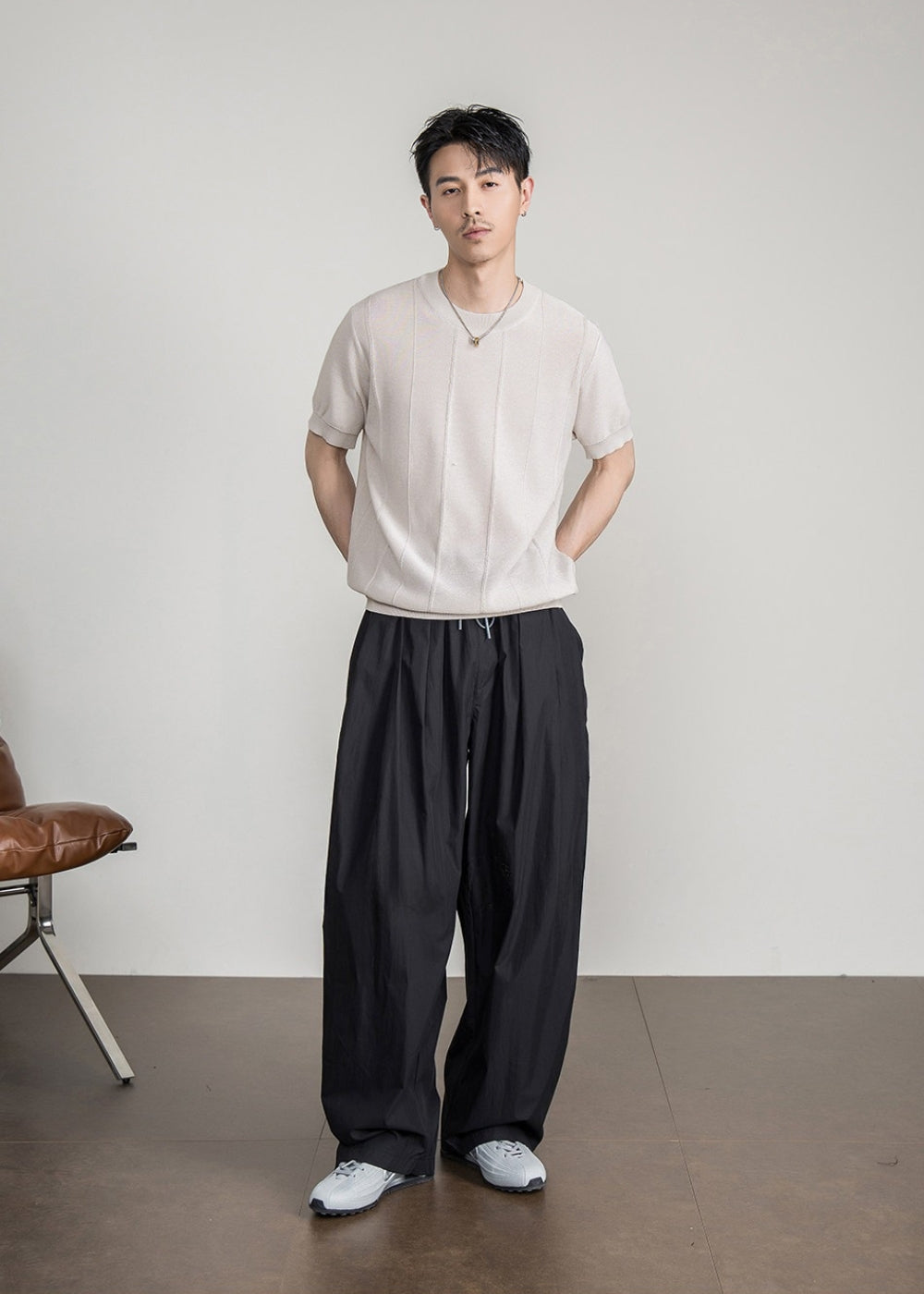 Breathable Knit Crew Neck T-Shirt  #FS087
