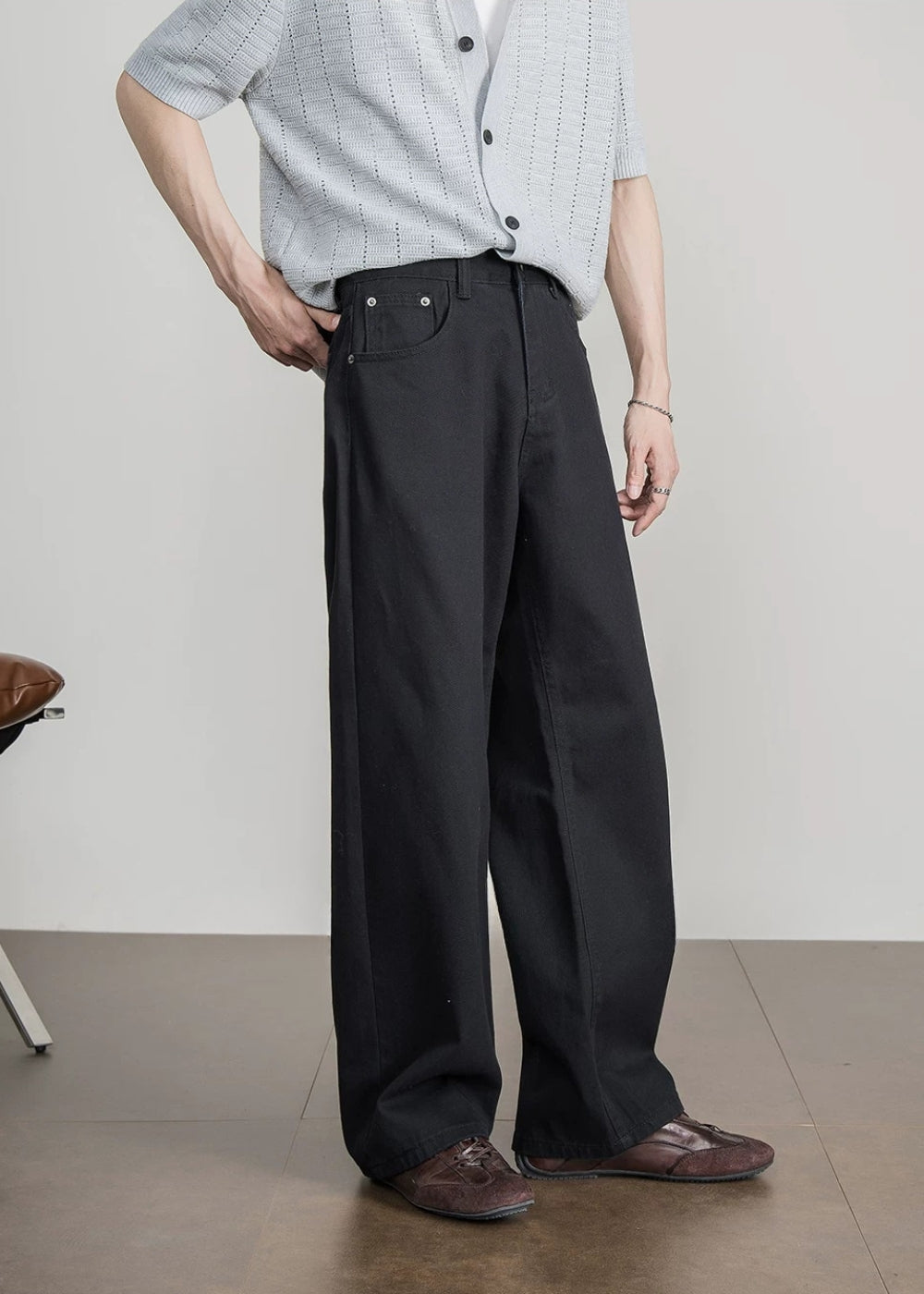 Natural Cotton Wide Straight Jeans  #FS080