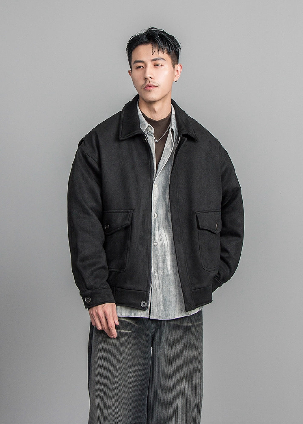Velour Texture Retro Blouson  #FS008