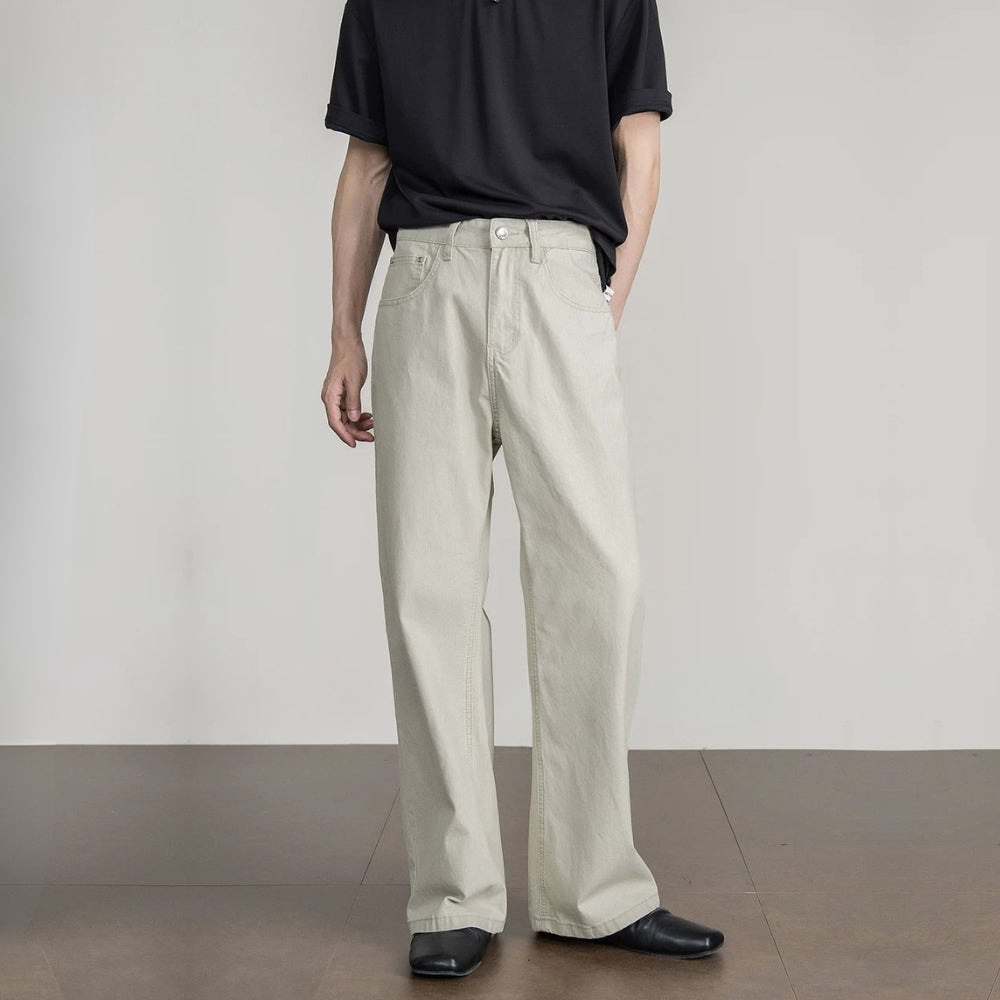 Greige Washed Straight Jeans  #FS078