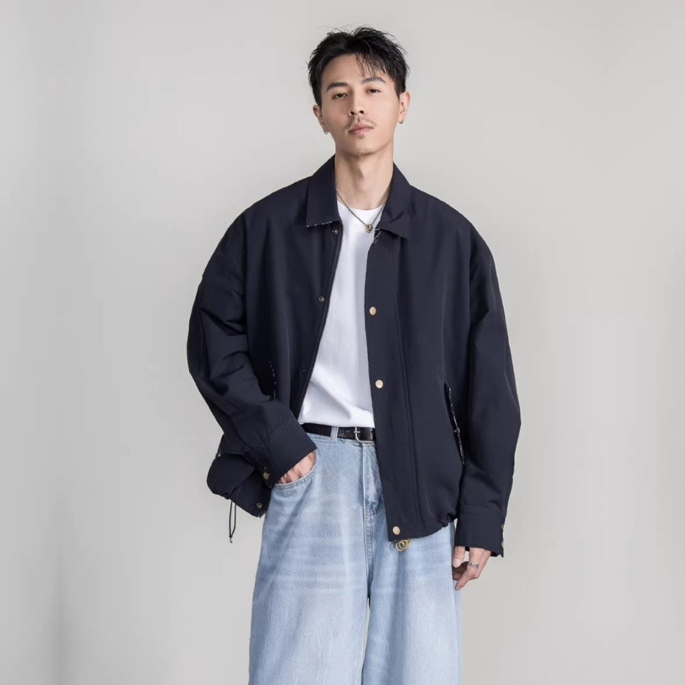 Reverse Check Zip Blouson  #FS044