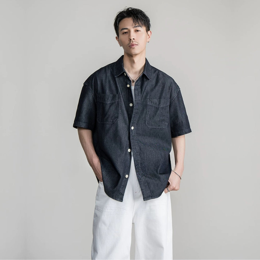 Dim Denim Half Sleeve Shirt  #FS059