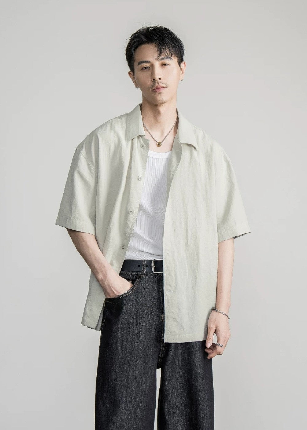 Drape Check Cuff Shirt  #FS063